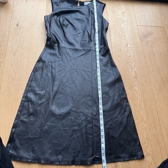 MODE DE VIE BLACK FAUX LEATHER SLEEVELESS MIDI DRESS - XS - Picture 10 of 17